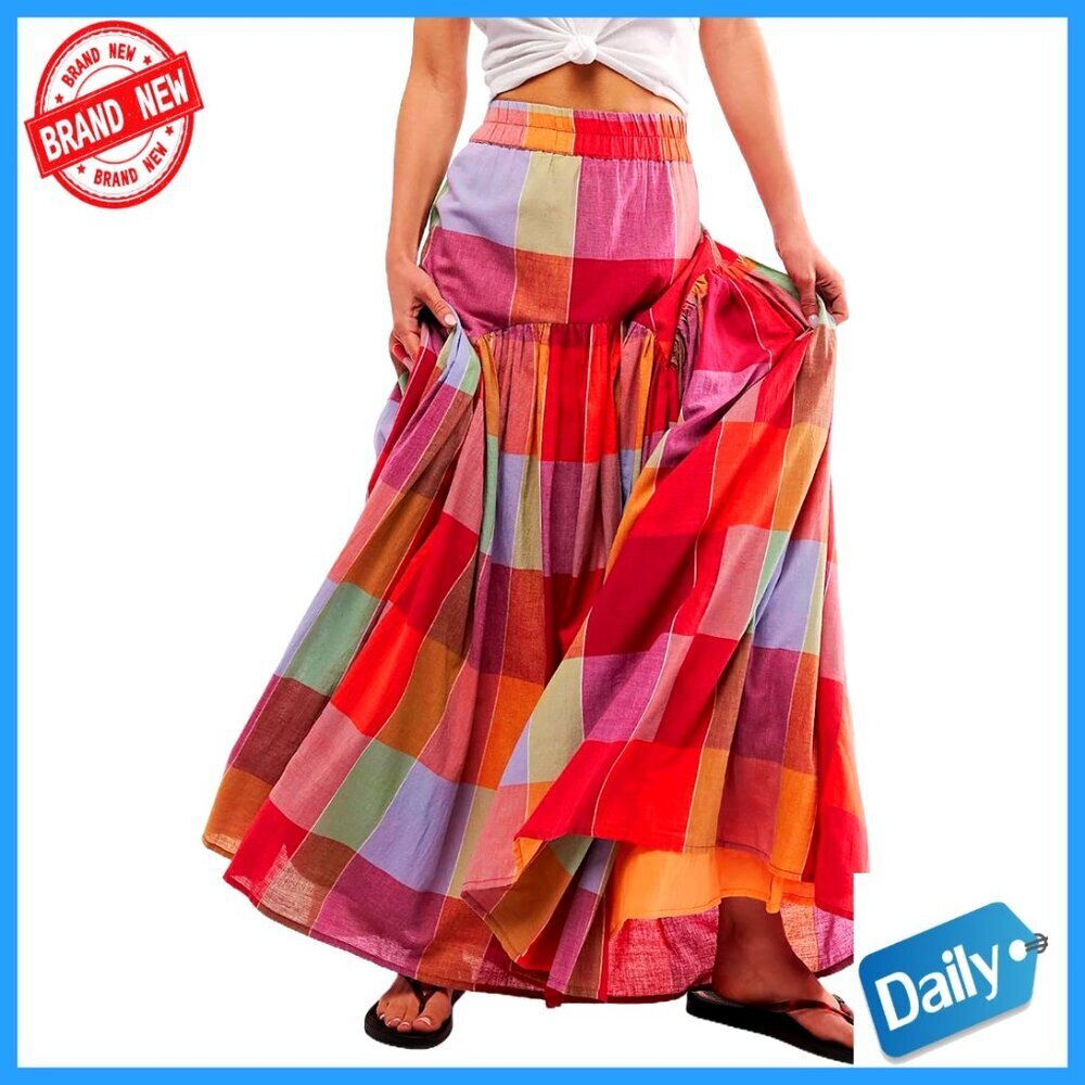 Polyester Maxi Skirt with Ruched High Waist, Fitted Casual Style